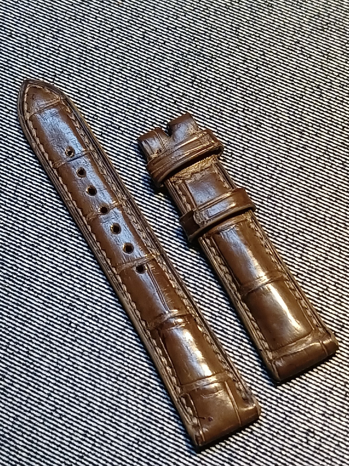 Khaki Crocodile Leather Watch Strap 18mm