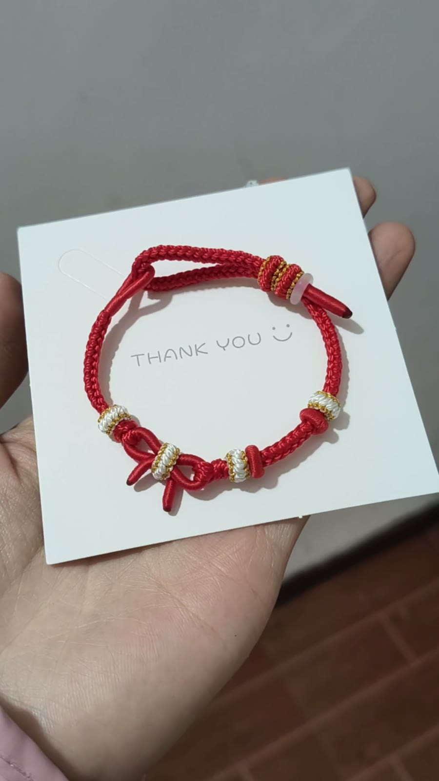 Hand Braided Red Cord Bracelet with Bow