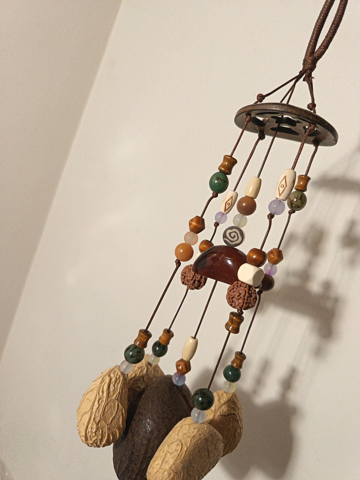 Handcrafted Shell Wind Chime with Natural Beads