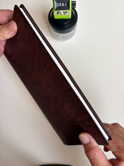 Handmade A5 Leather Ring Binder Cover with Silver Metal Rings