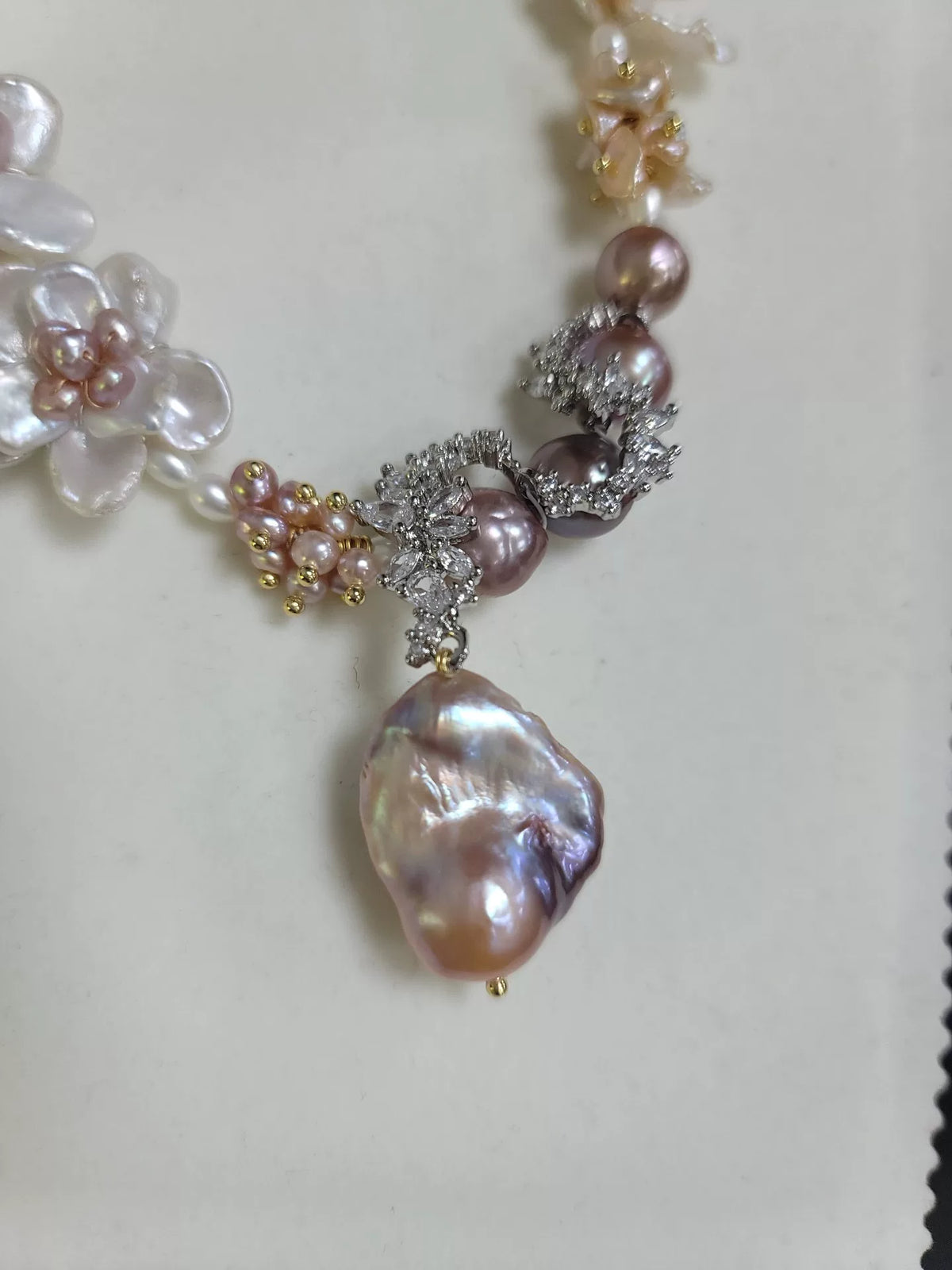 Natural Pearl Multi Floral Necklace