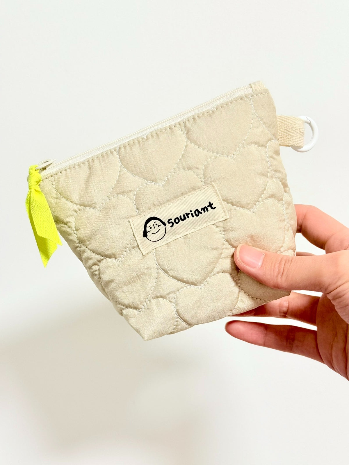Quilted Heart Pouch with Polka Dot Lining