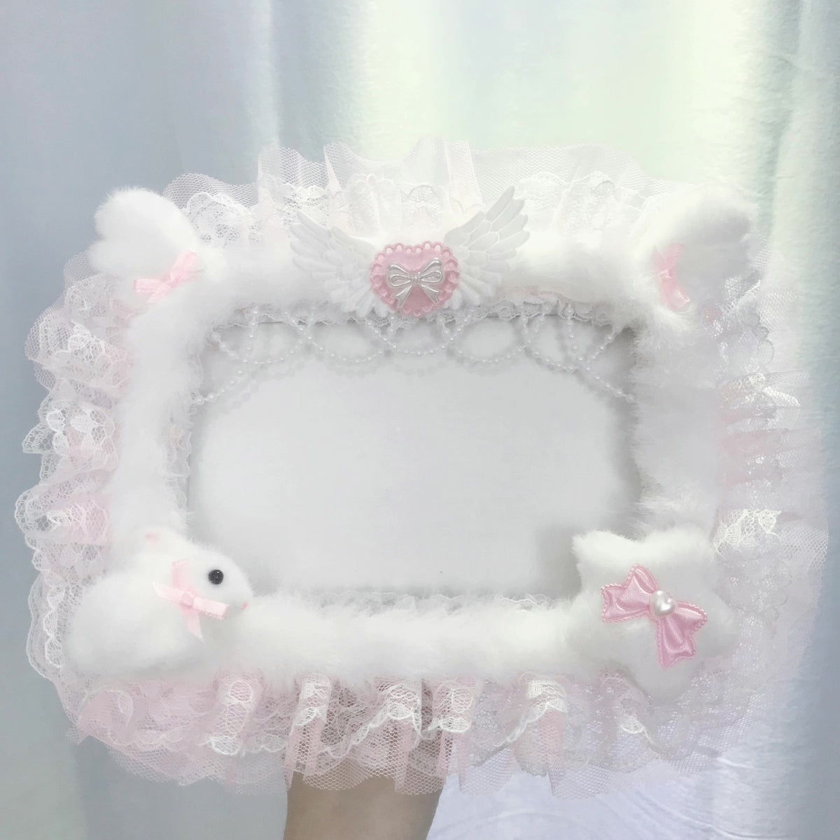 Lace Rabbit Plush Photo Frame