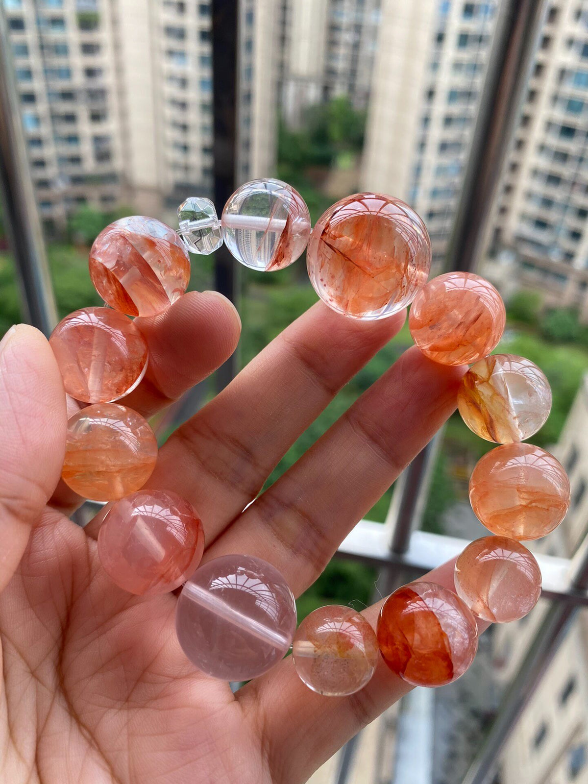 Natural Quartz Peach Beaded Bracelet