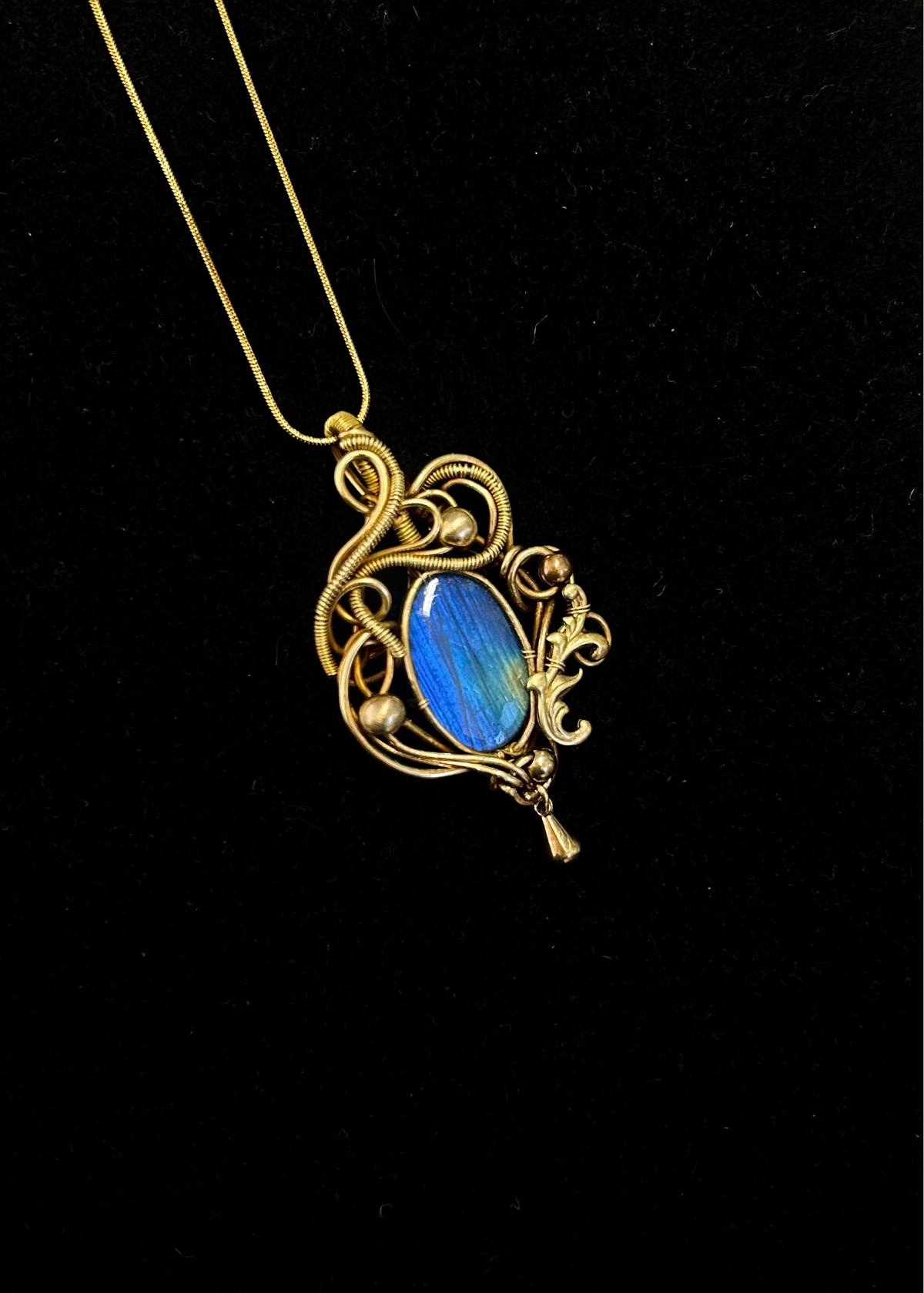 Labradorite Wire Wrapped Pendant Necklace