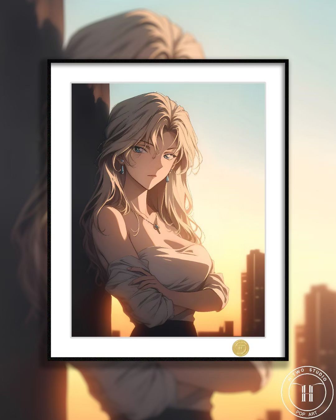 Framed Anime Art Print Sunset Portrait