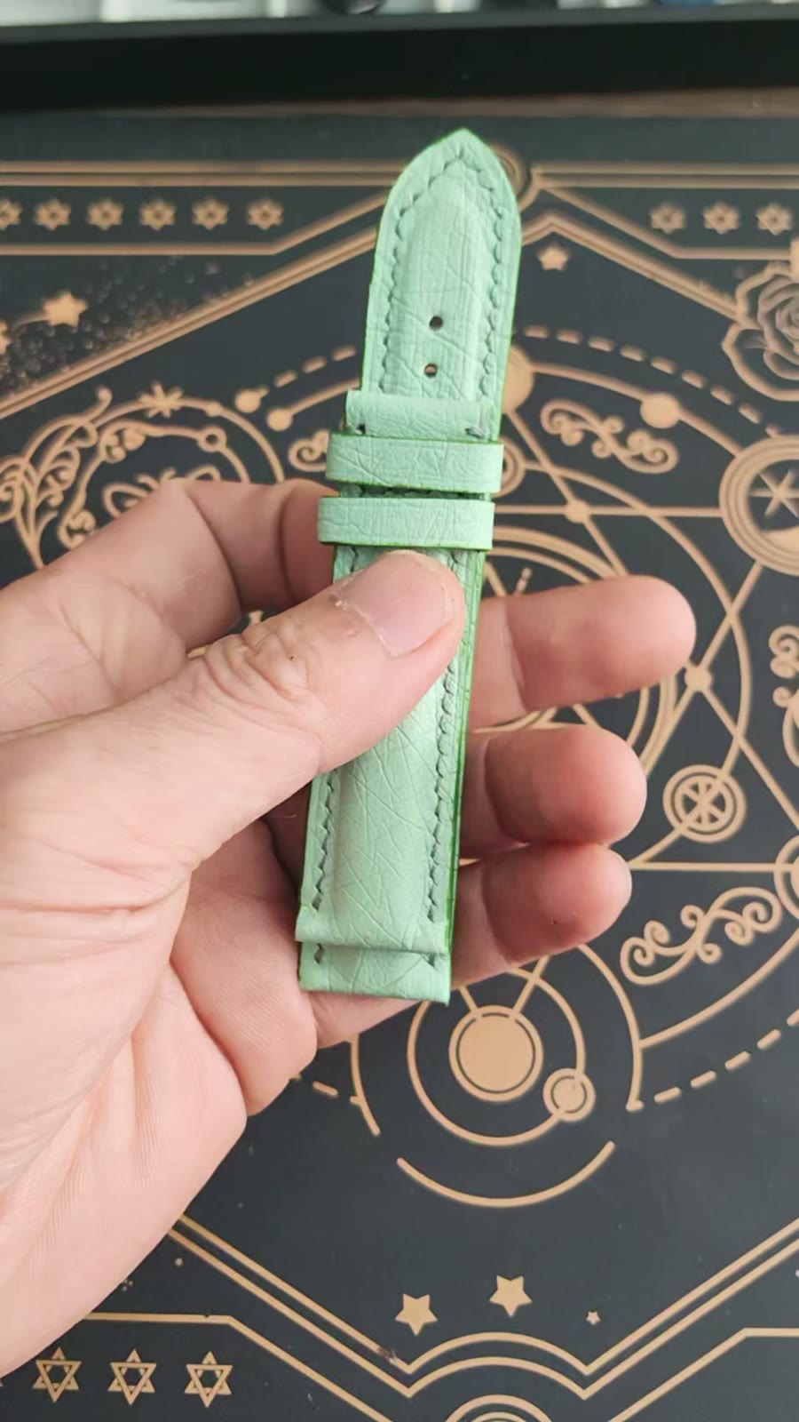 Handmade Ostrich Leather Watch Strap Apple Green