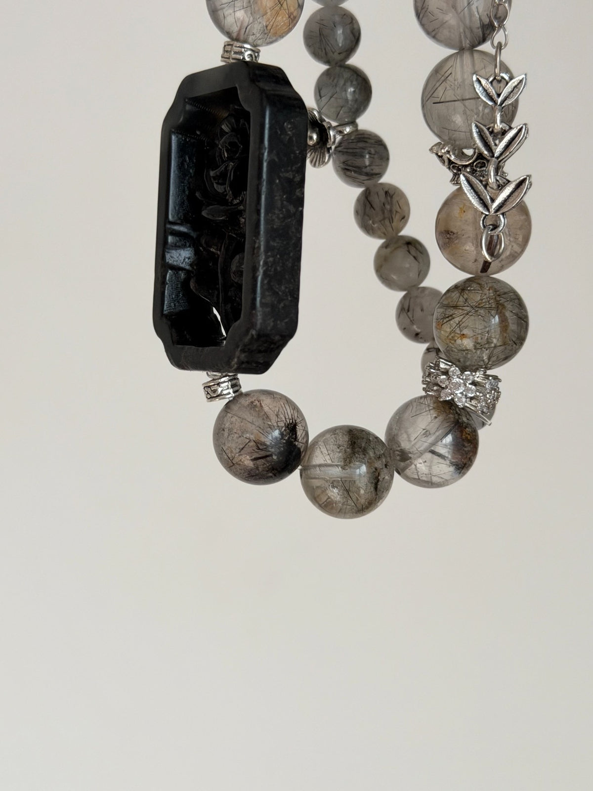 Black Rutilated Quartz Bracelet Set
