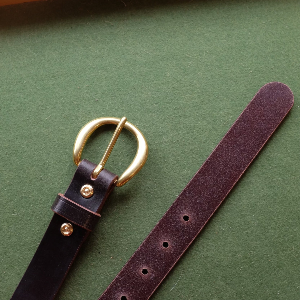 Full Grain Bridle Leather Belt Solid Brass Buckle