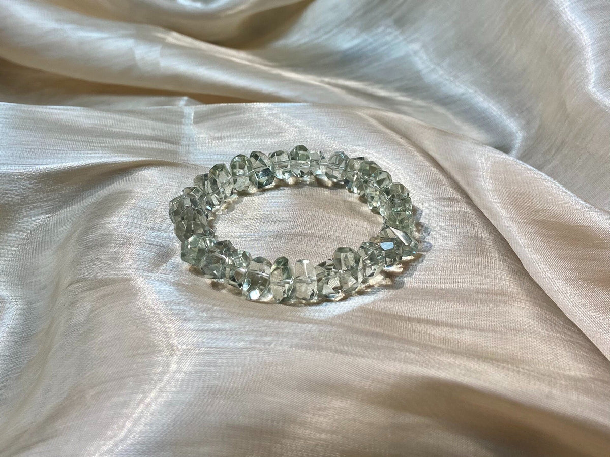 Natural Green Crystal Faceted Bead Bracelet