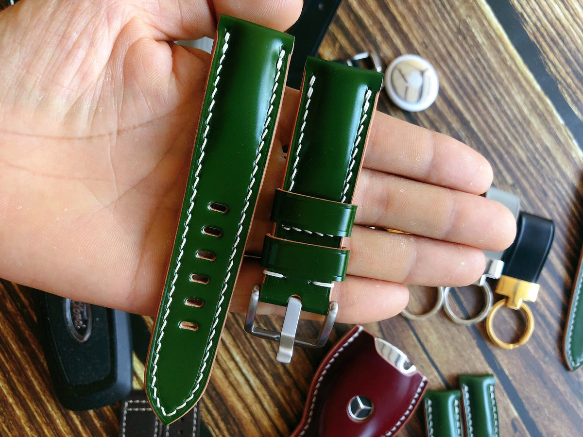Handcrafted Japanese Shinki Horsehide Green Watch Strap