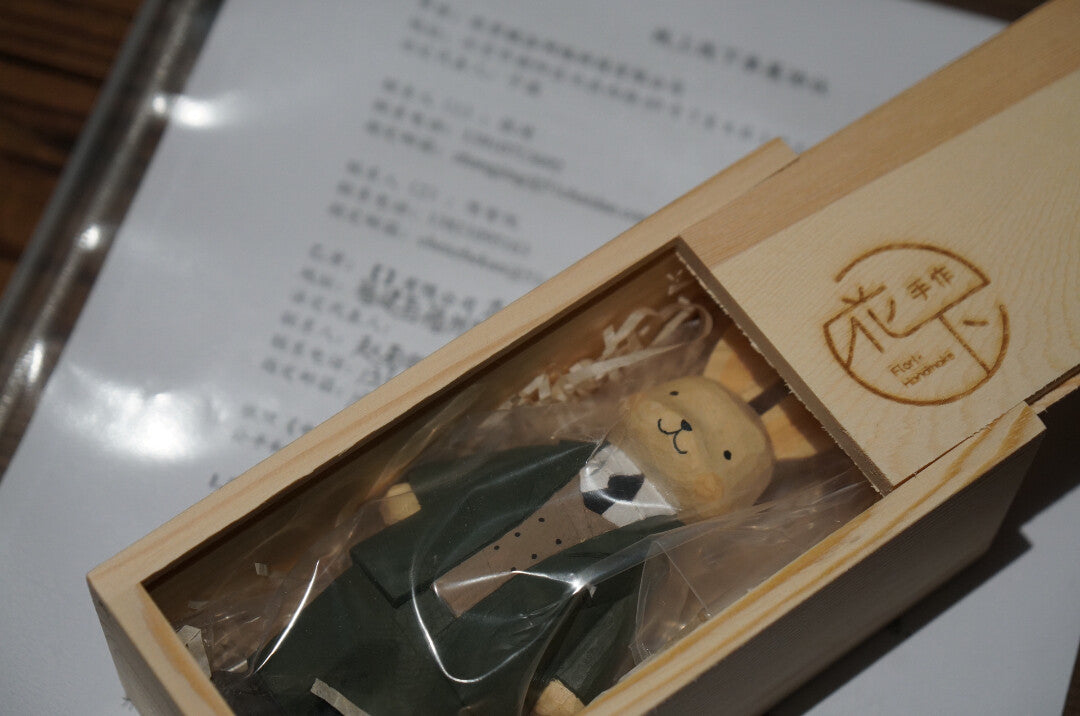 Hand Carved Wooden Rabbit Gentleman Sculpture