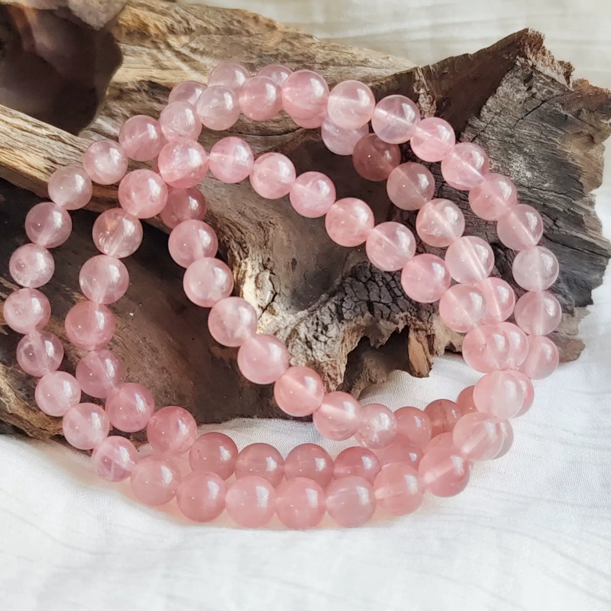 Pulsera de cuarzo rosa de Madagascar