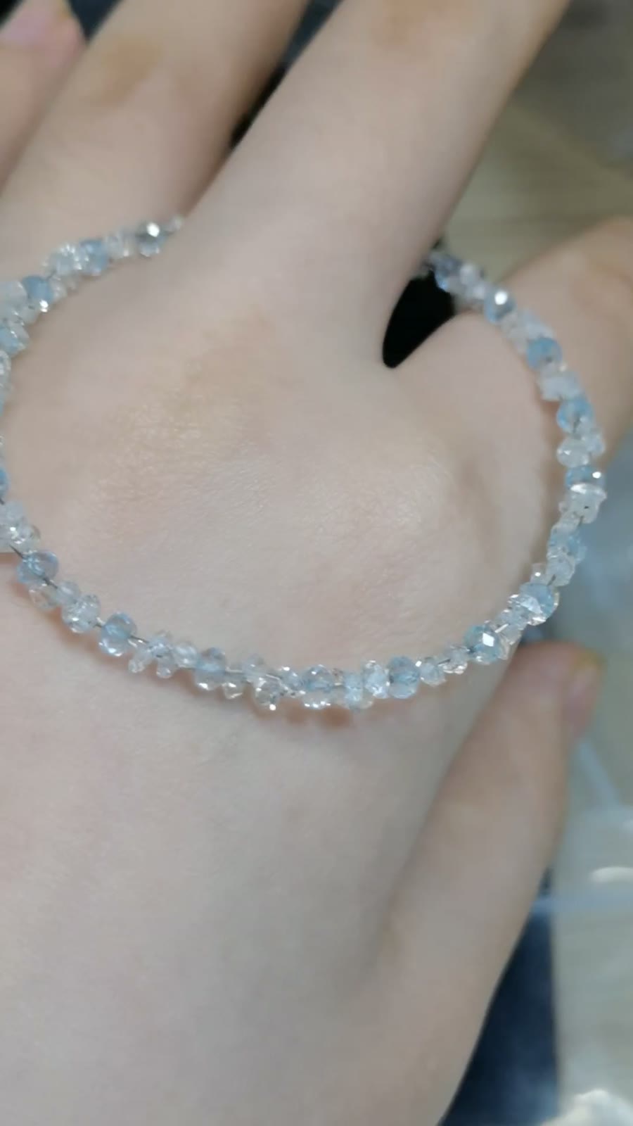 Pulsera de cristal de patolita natural, aguamarina y Herkimer