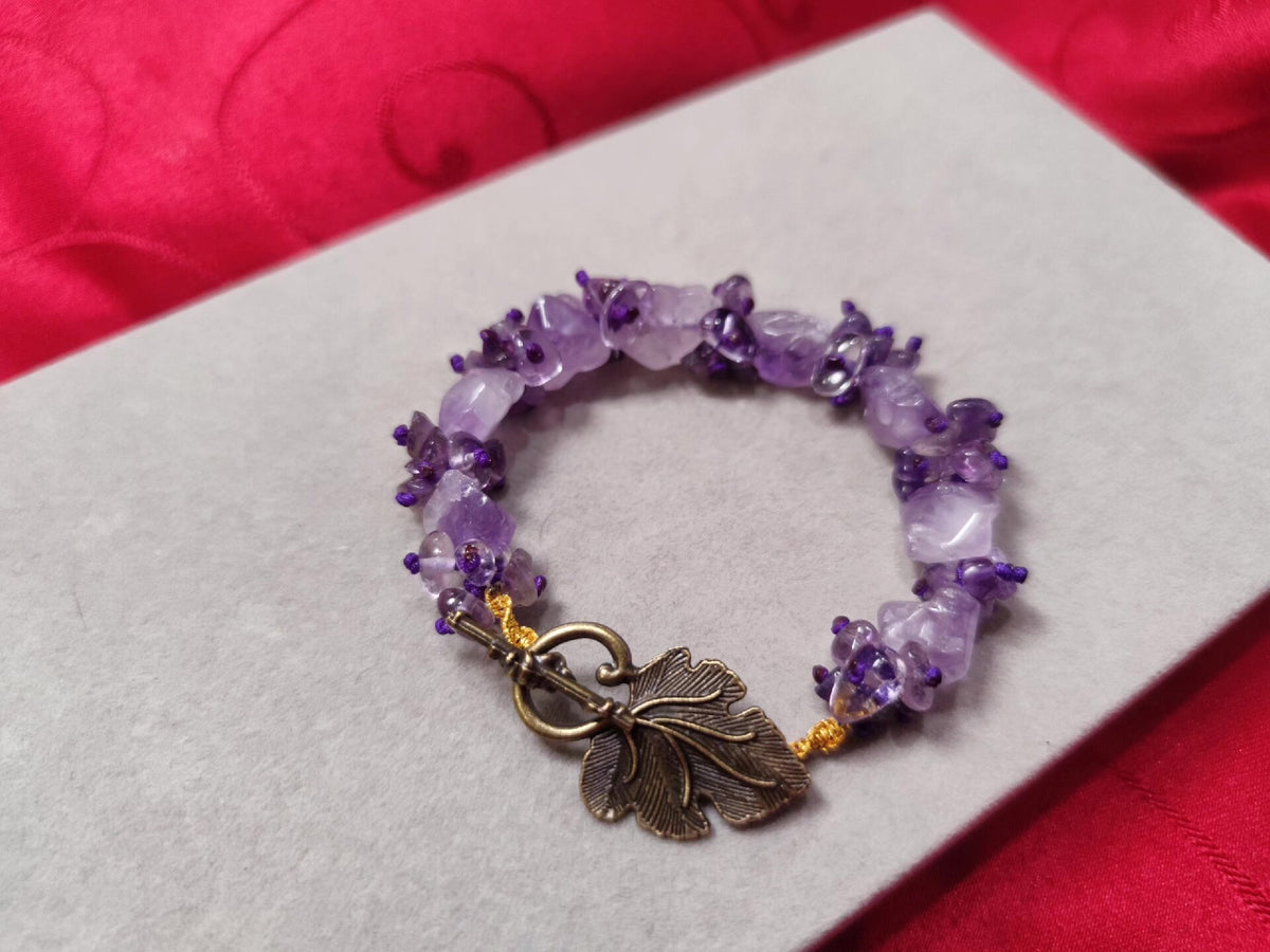 Natural Amethyst Raw Stone Grapevine Bracelet