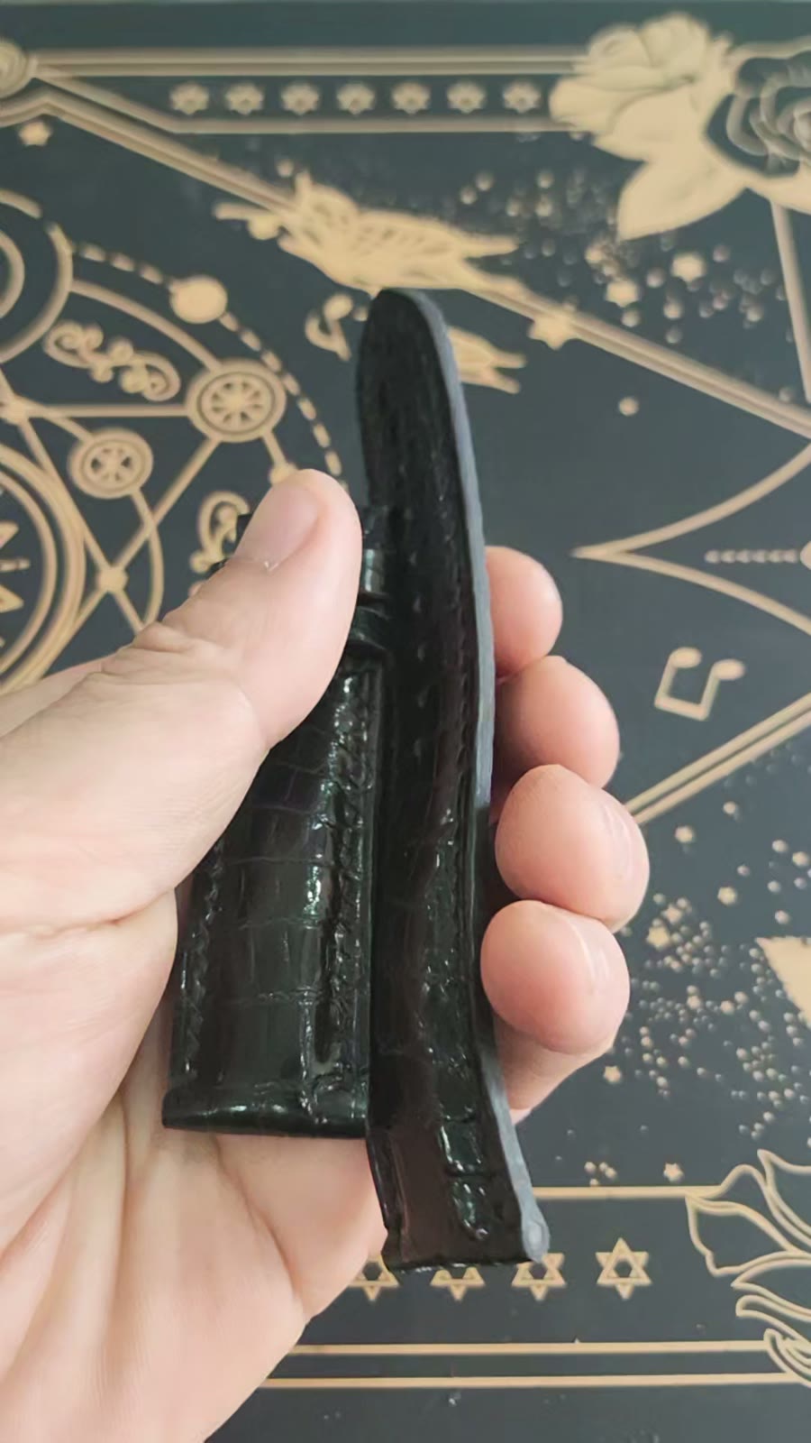 Genuine Leather Watch Strap with Crocodile Texture