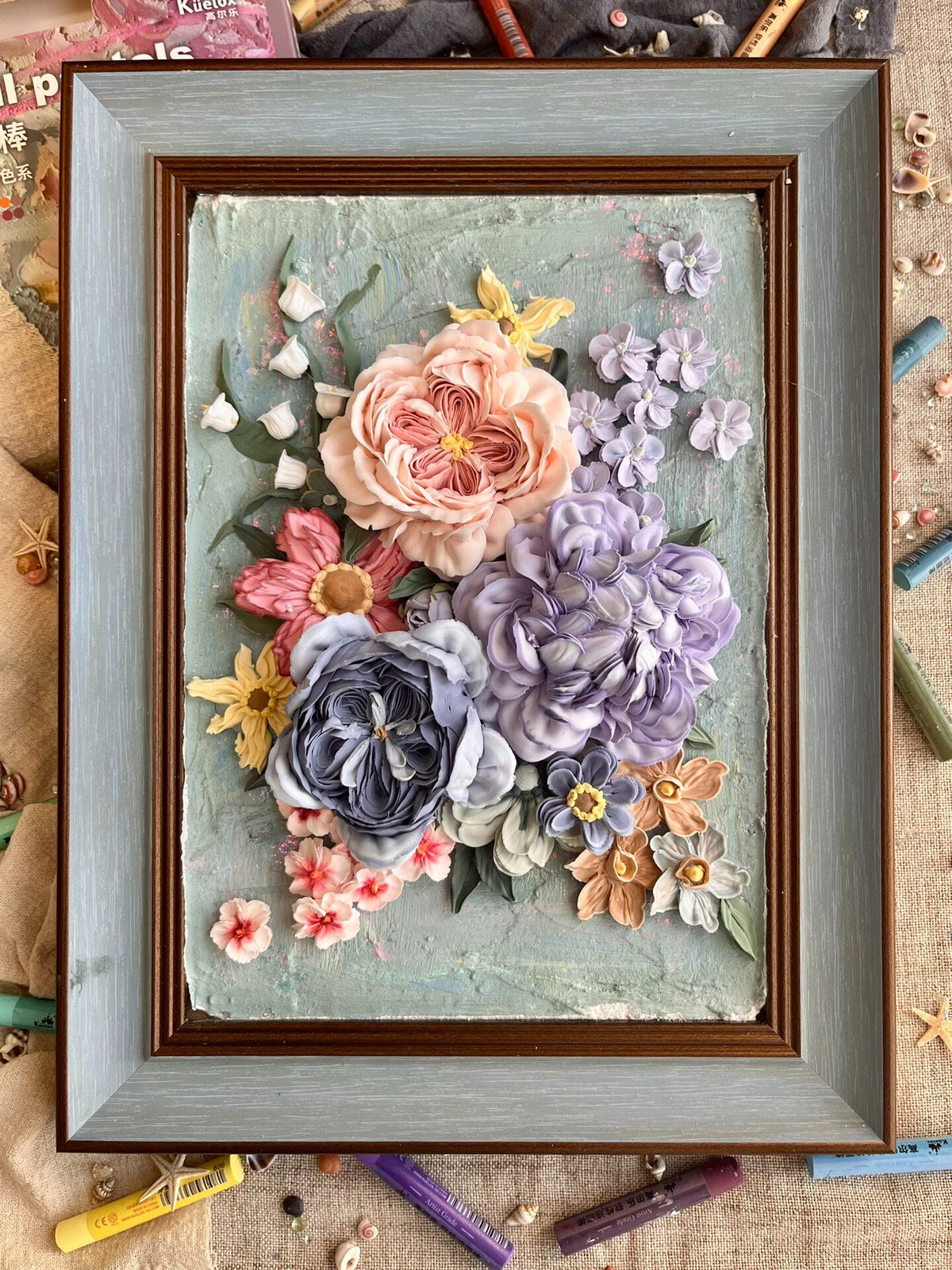 Clay Piping Painting Floral Wall Art