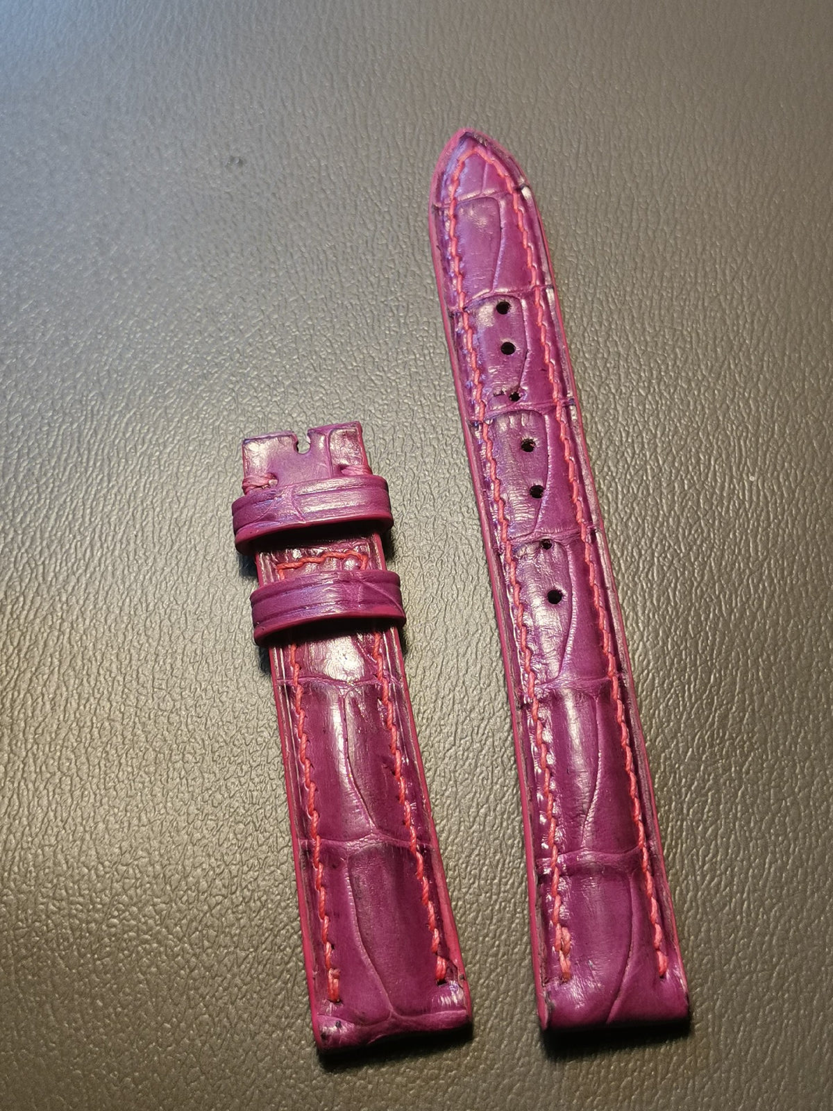 Crocodile Leather Watch Strap Pinkish Purple