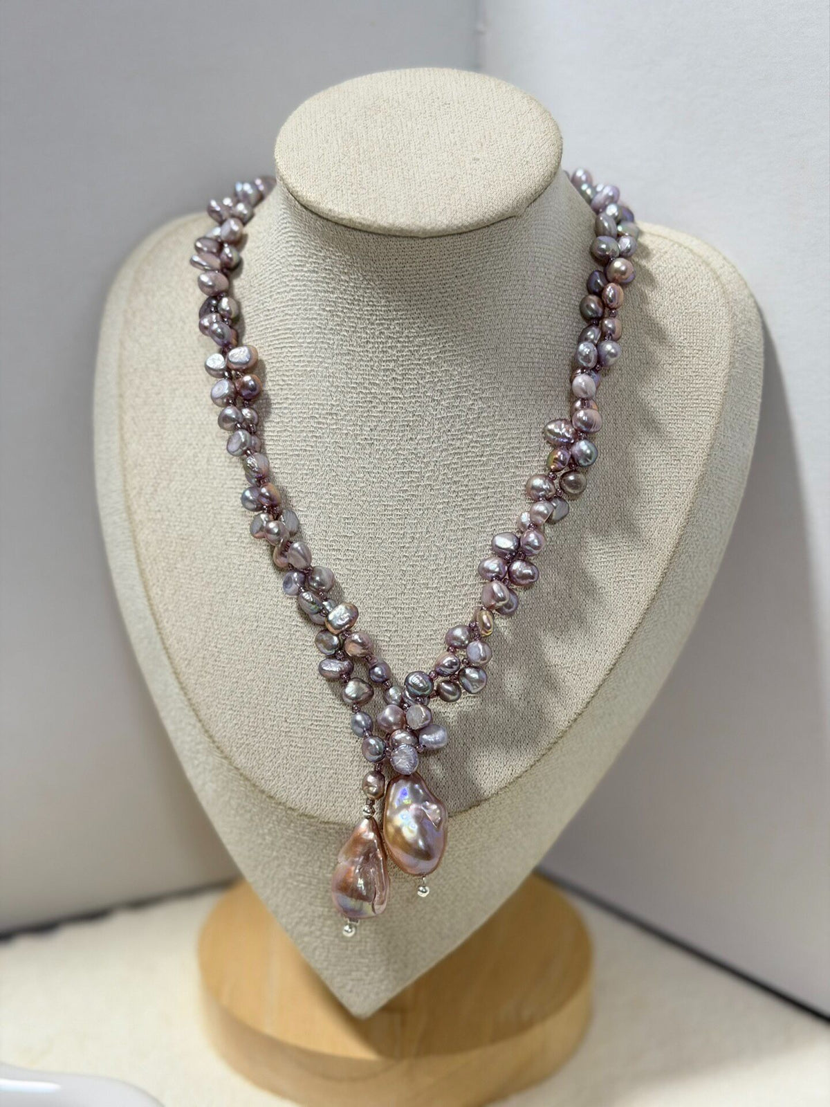 Purple Freshwater Pearl Scarf Necklace 90cm