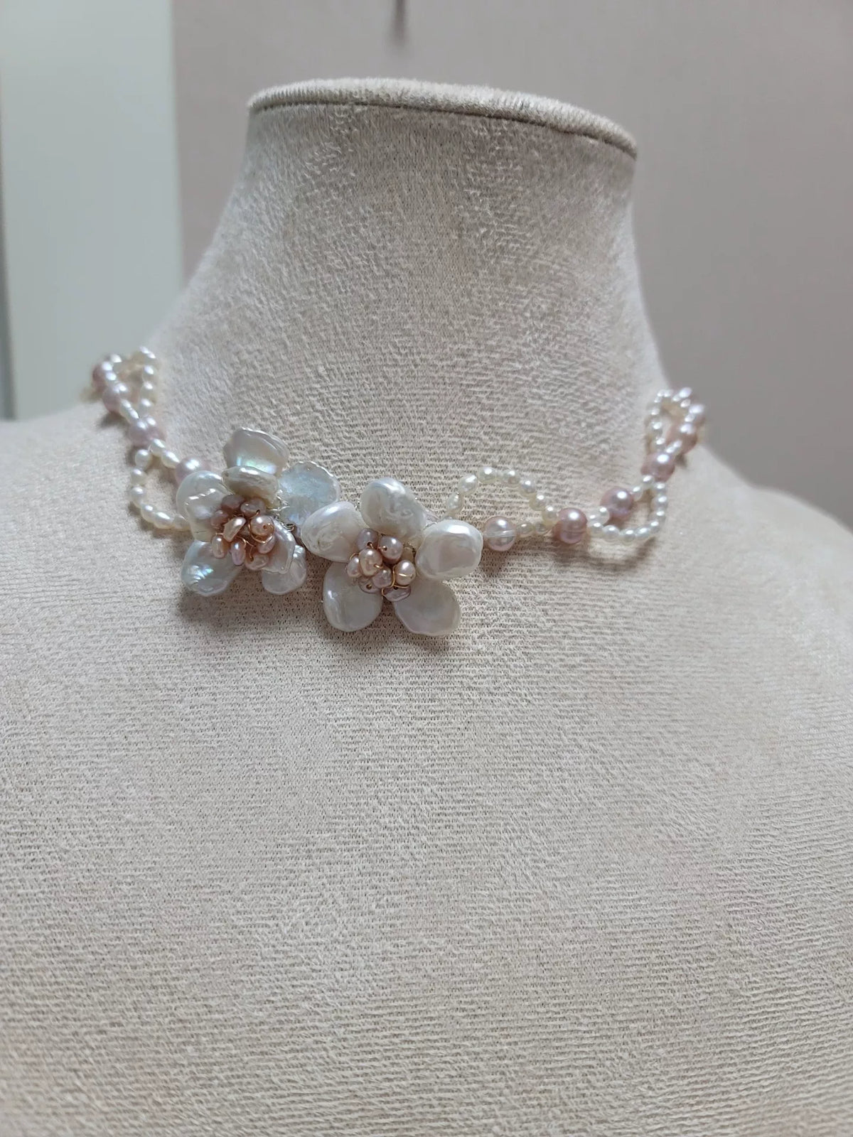 Collana Choker Floreale in Perle d'Acqua Dolce