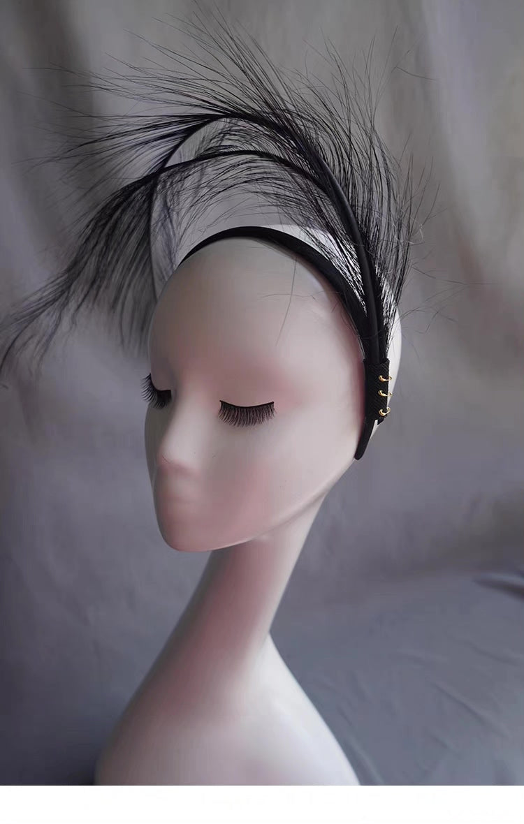 Black Ostrich Feather Headband