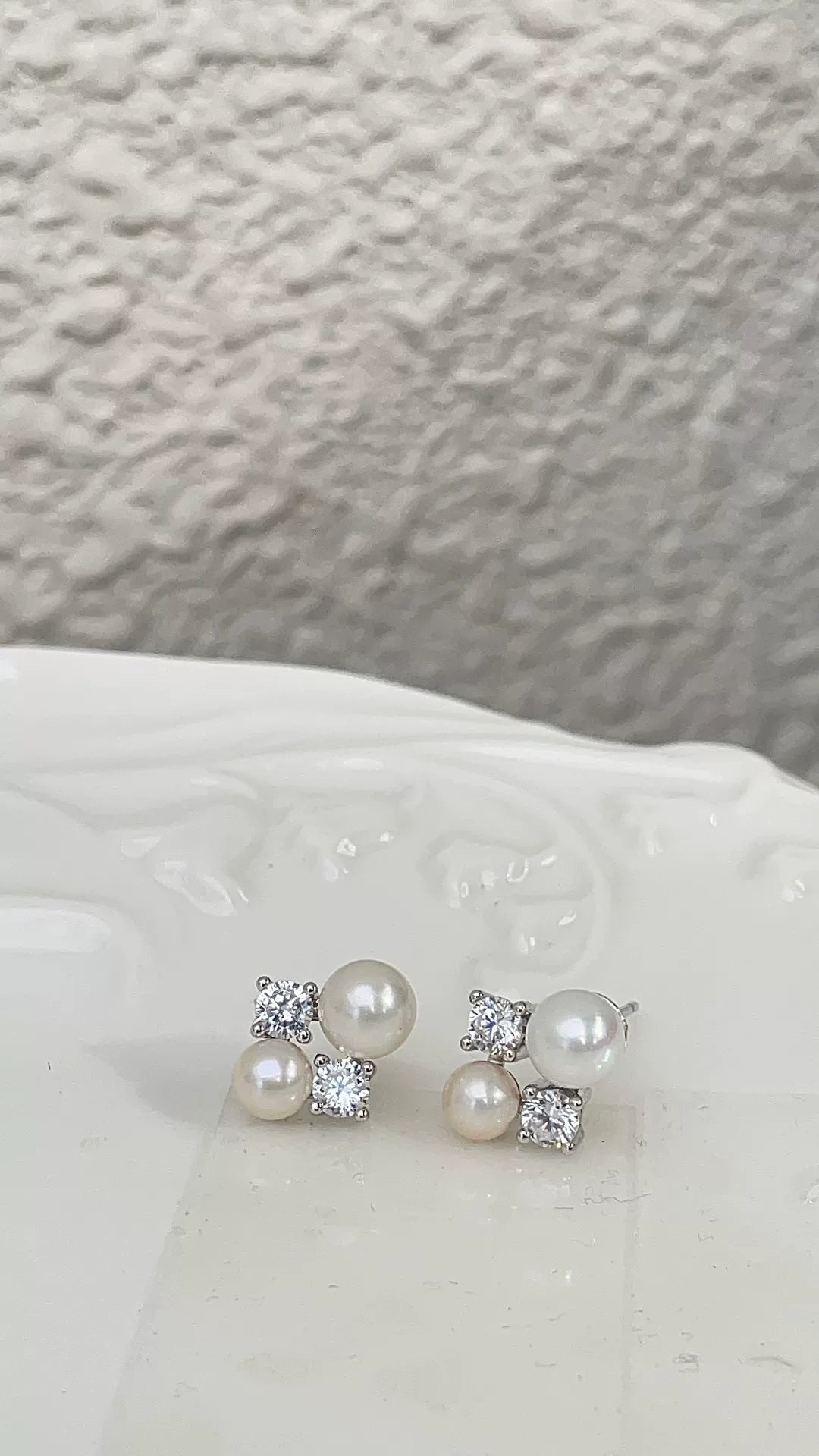 Asymmetric Edison Pearl Stud Earrings 925 Silver