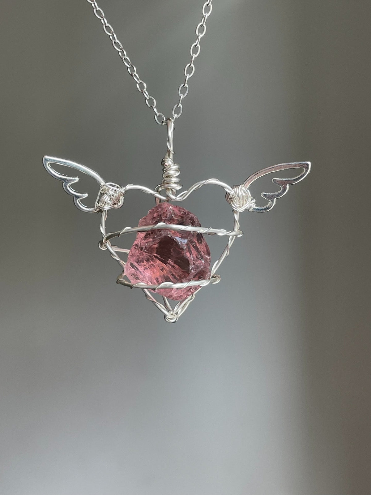Collana con Ciondolo a Cuore in Cristallo Grezzo