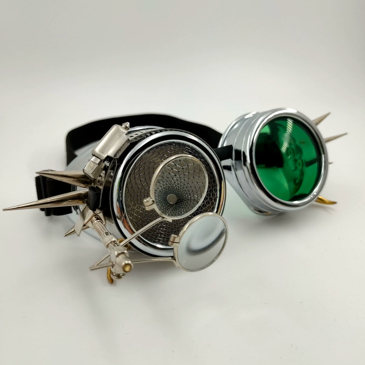 Steampunk Chrome Goggles with Magnifying Loupe