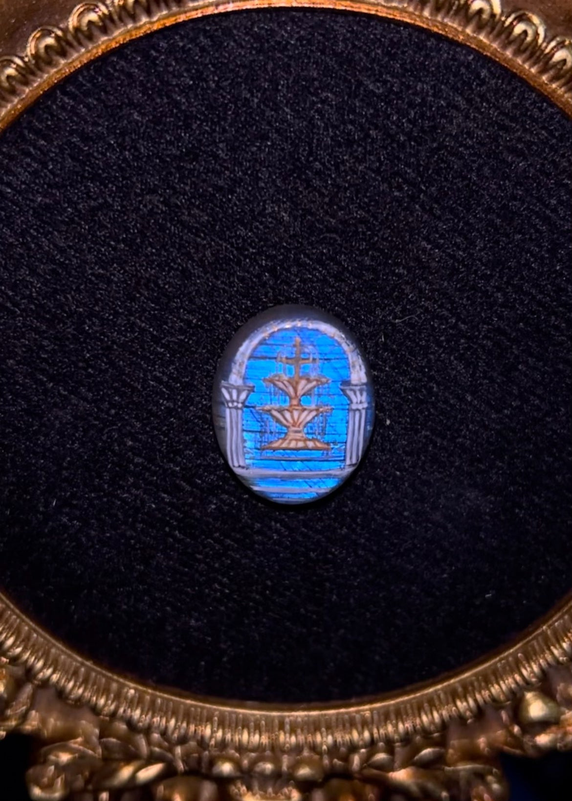 Labradorite Wishing Well Hand Painted Cabochon