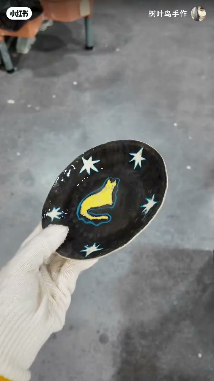 Handmade Ceramic Cat Star Dish