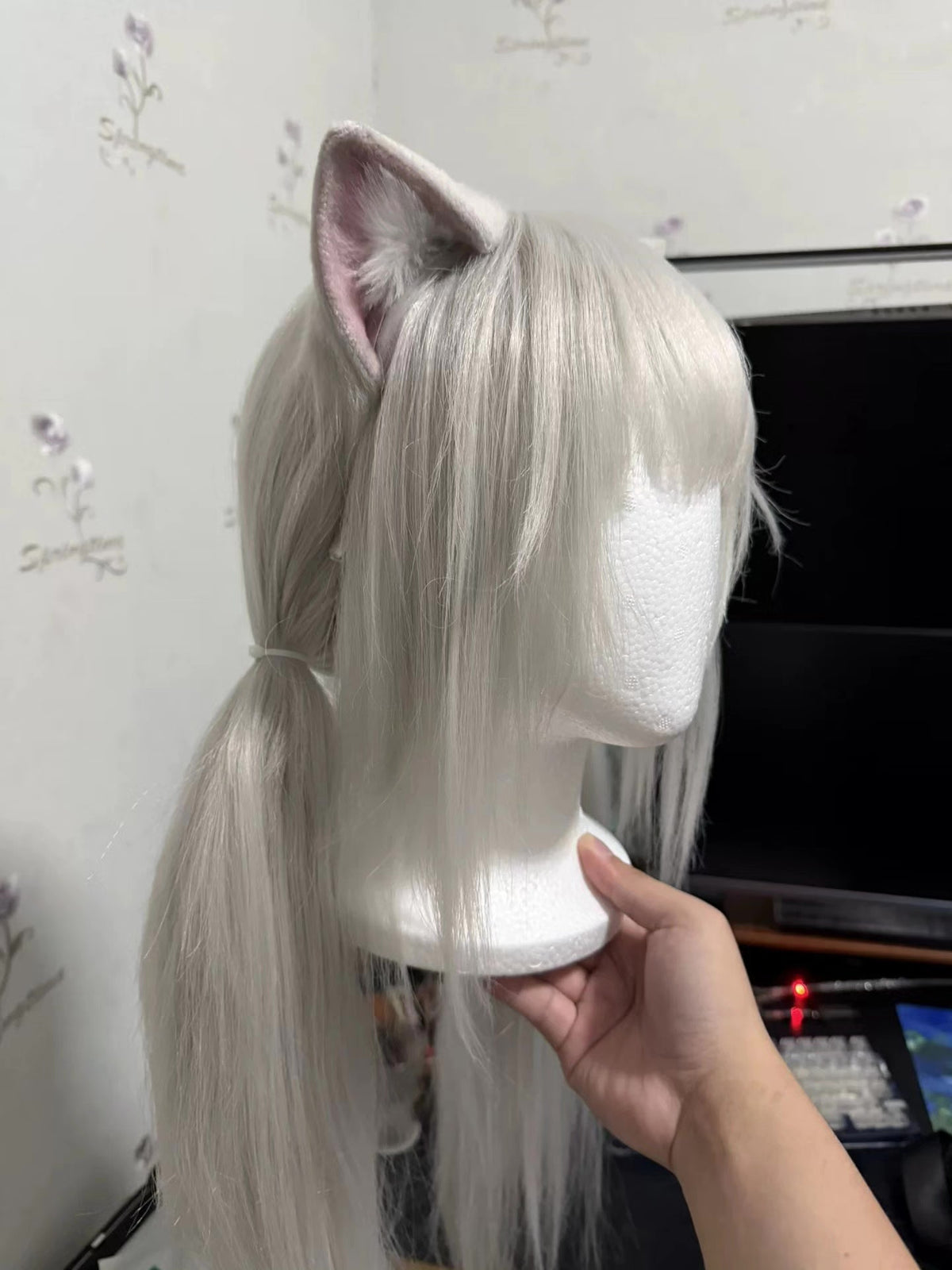 Plush Cat Ears on Silver Headband