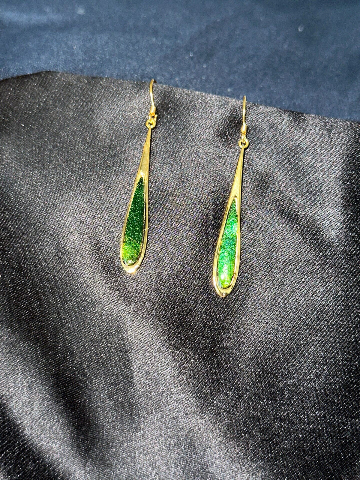 Jewel Beetle Wing Drop Earrings Gold