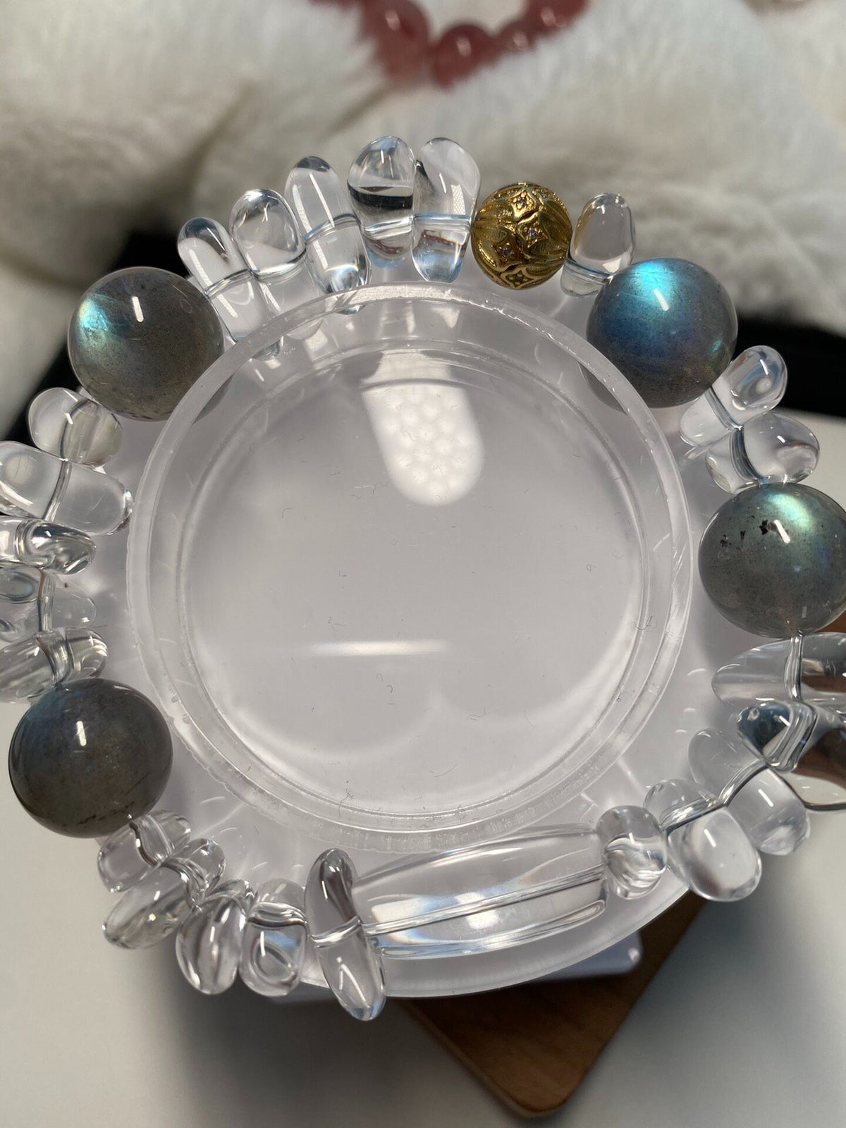 Clear Quartz Labradorite Beaded Bracelet