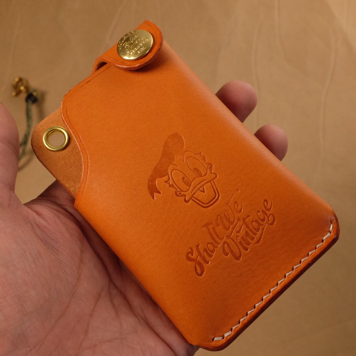 Leather Card Holder with Donald Duck Motif