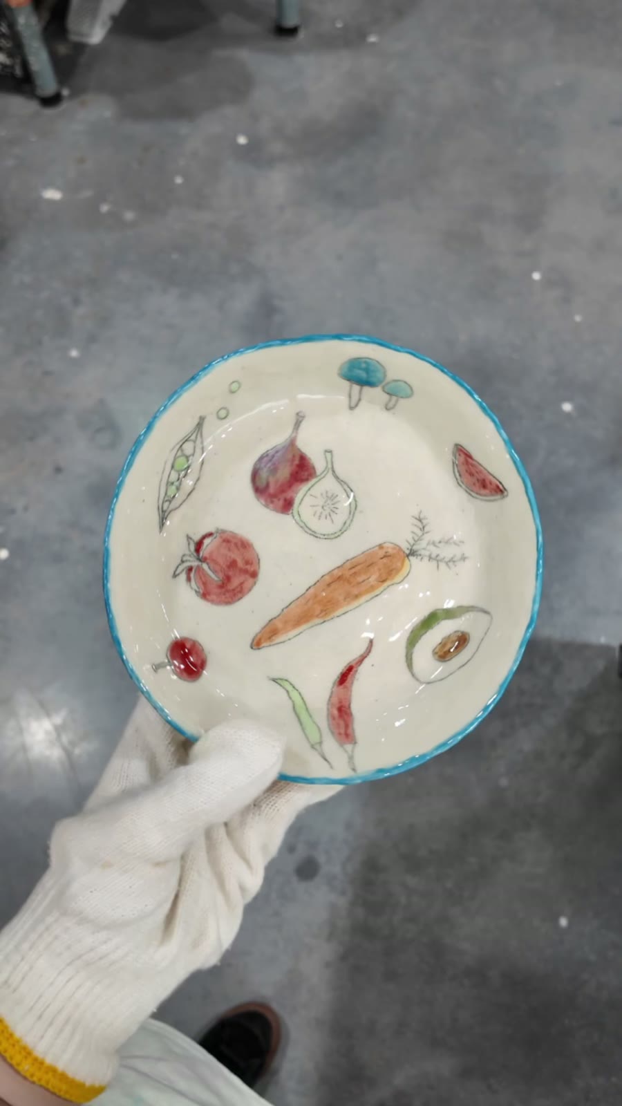 Handcrafted Ceramic Fruit Plate with Hand-Painted Produce