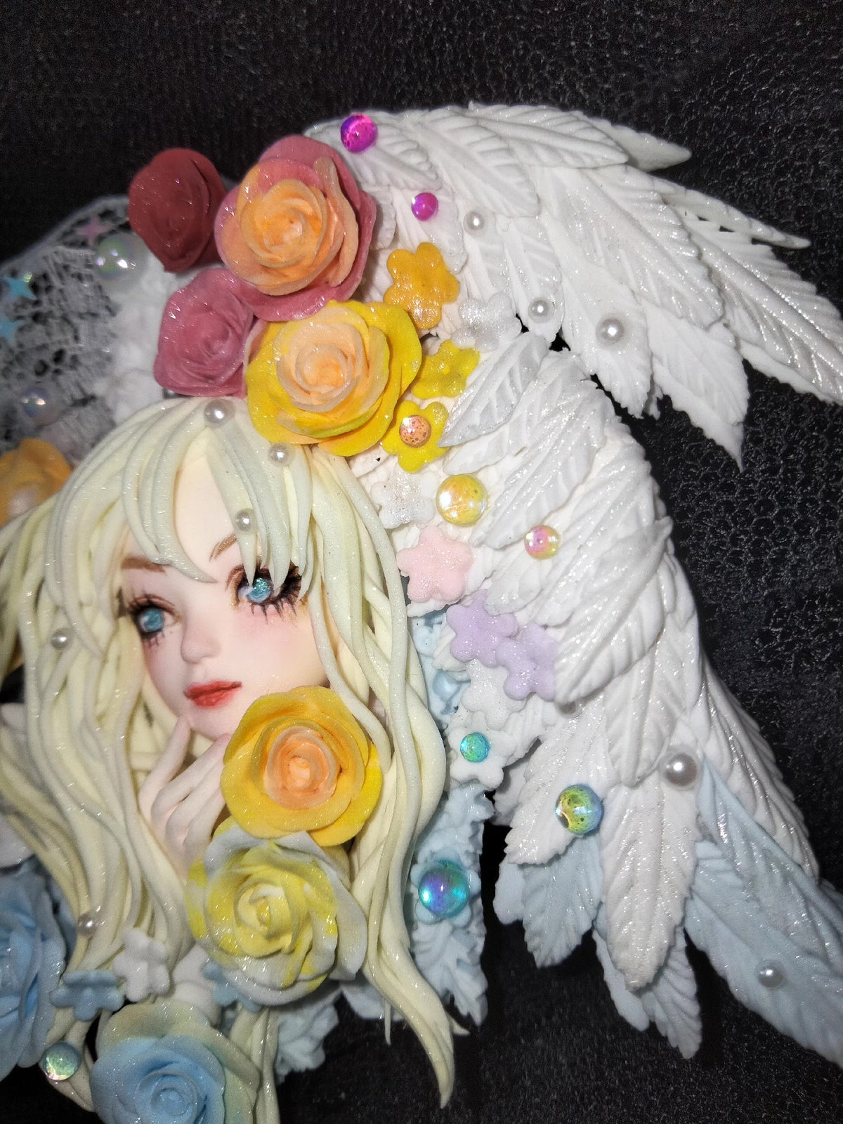 Handcrafted Clay Doll Head Refrigerator Magnet