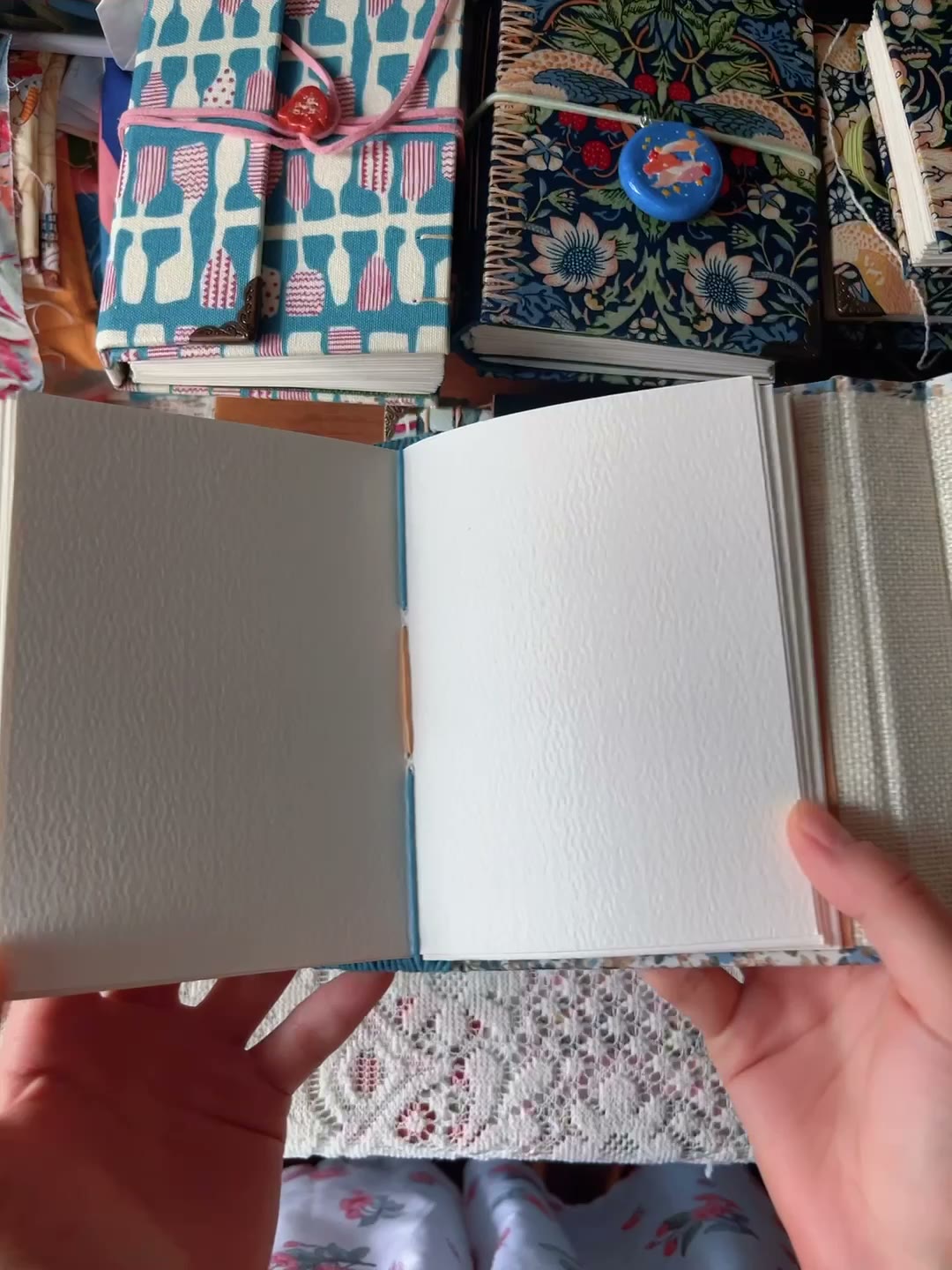 Handmade Floral Fabric Notebook with Coptic Stitching