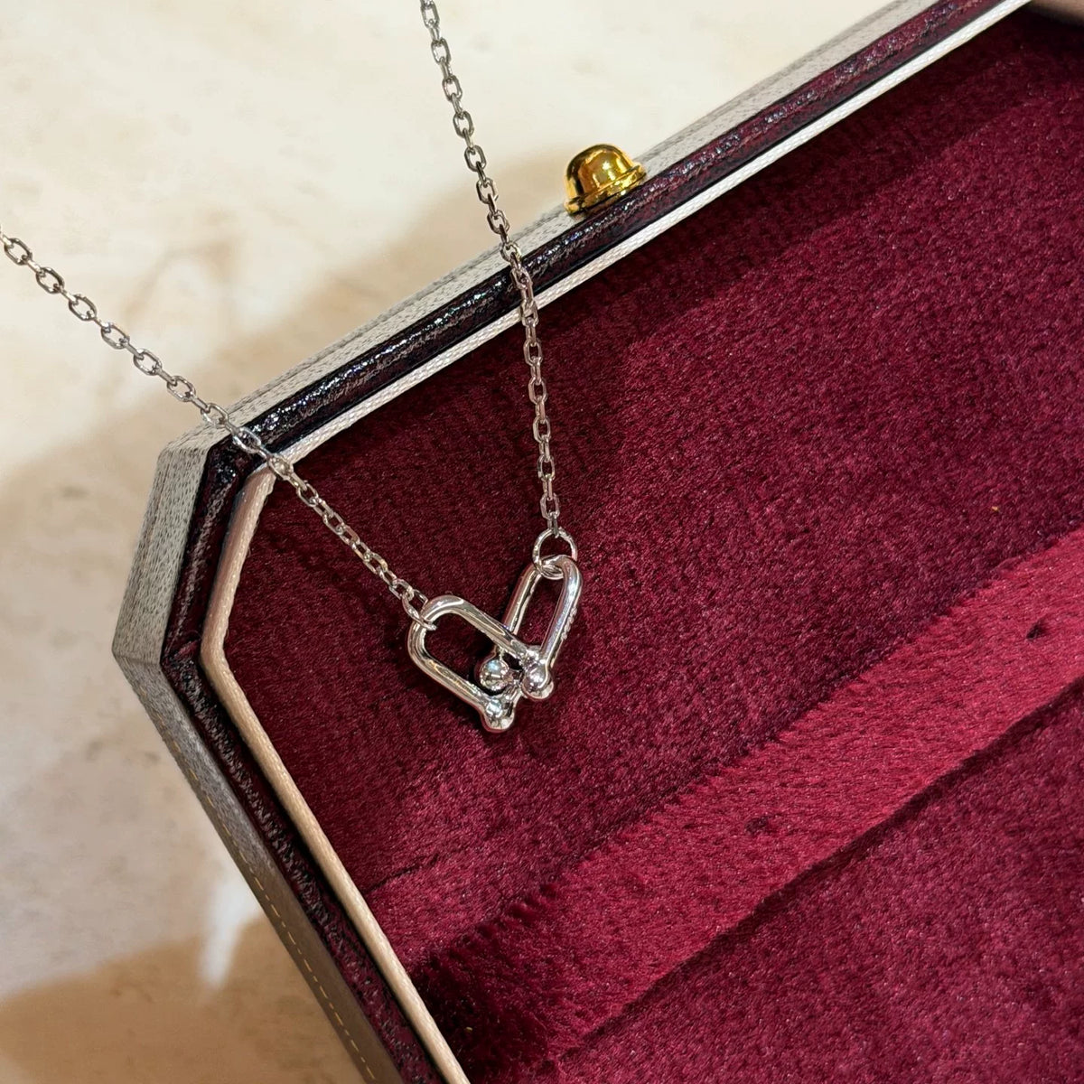 S925 Silver Interlocking Oval Pendant Necklace