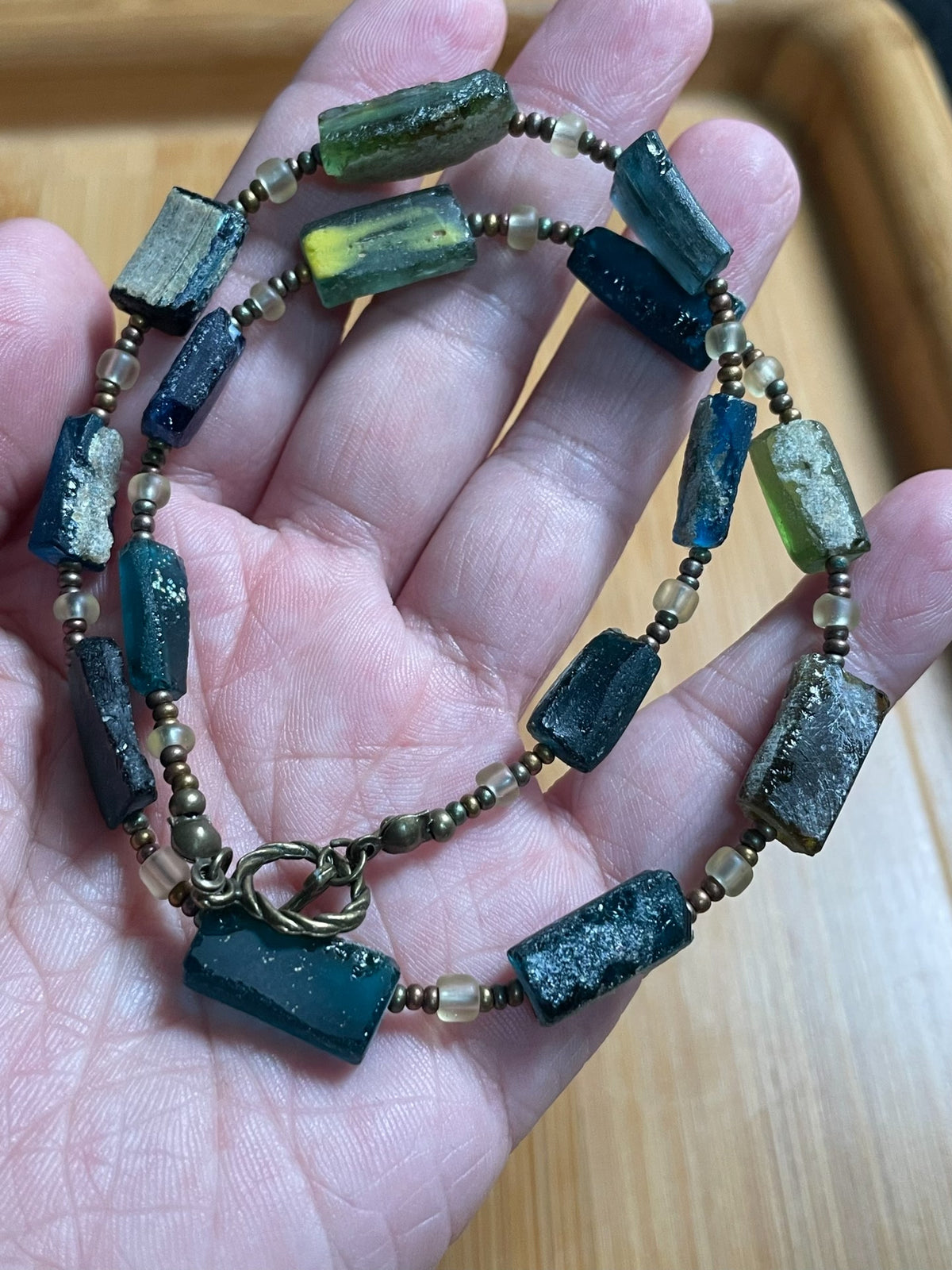 Ancient Roman Glass Bead Necklace 41cm