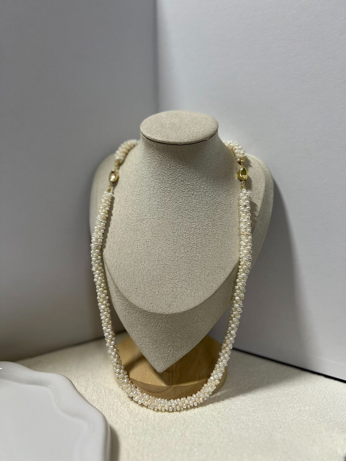 Freshwater Seed Pearl Caterpillar Necklace Bracelet Set