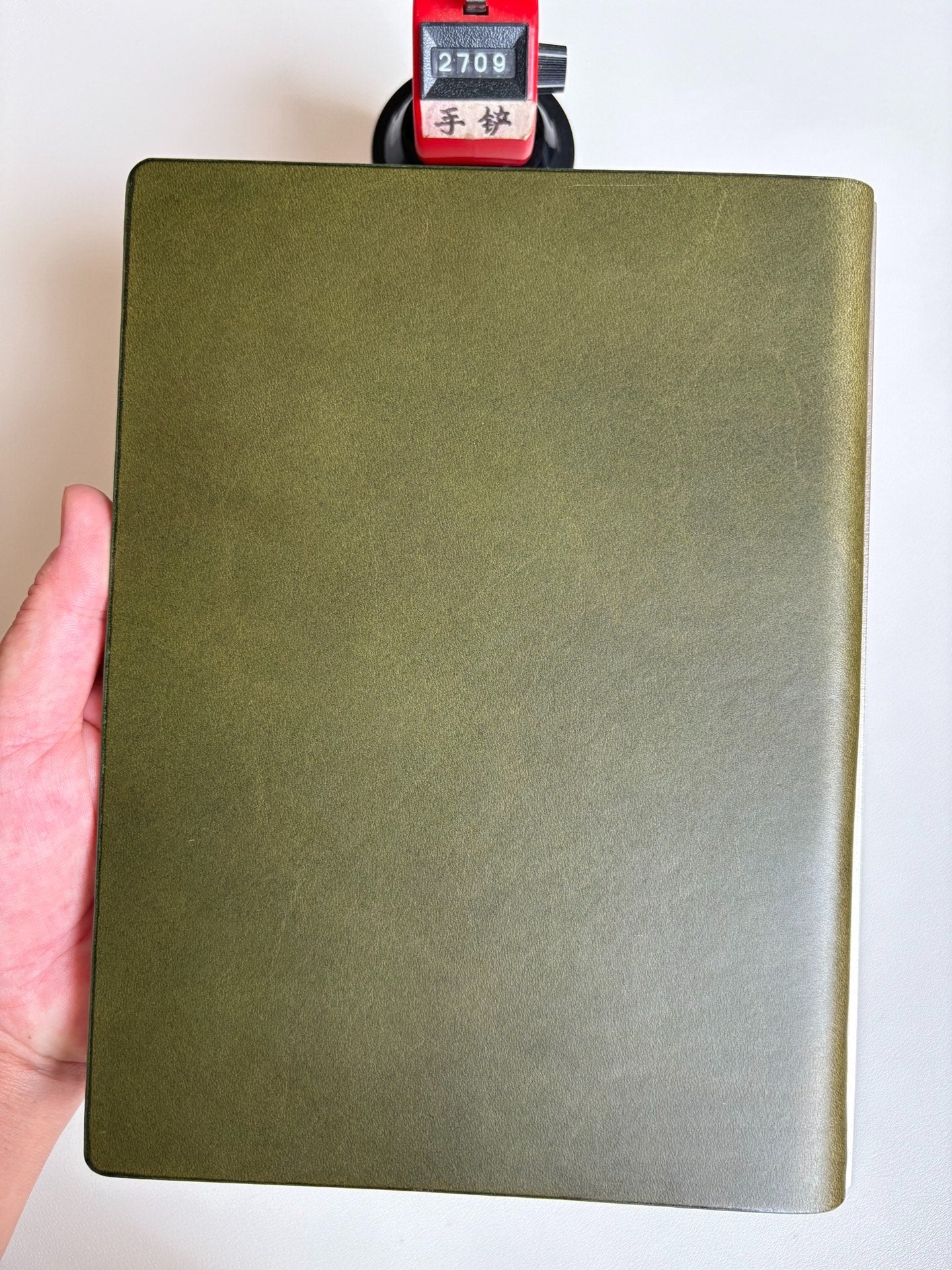 A5 Olive Green Buttero Leather 15-Ring Loose-Leaf Notebook