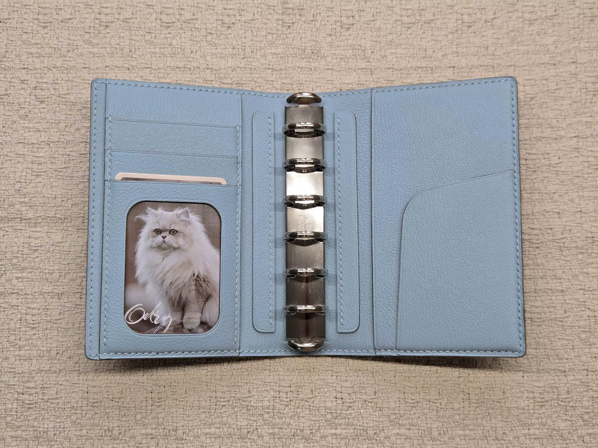 A7 Lederen Vouwklap Plannerhoes Denim Blue