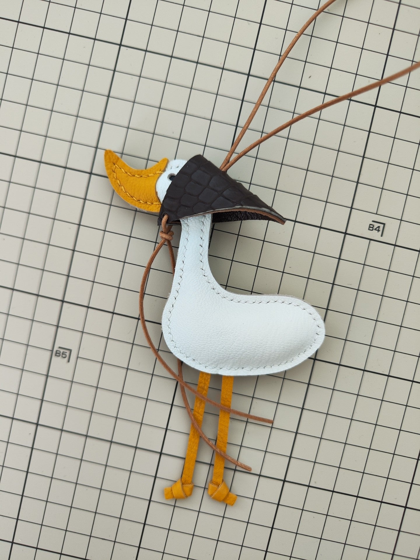 Handmade Leather Lucky Duck Keychain Bag Charm