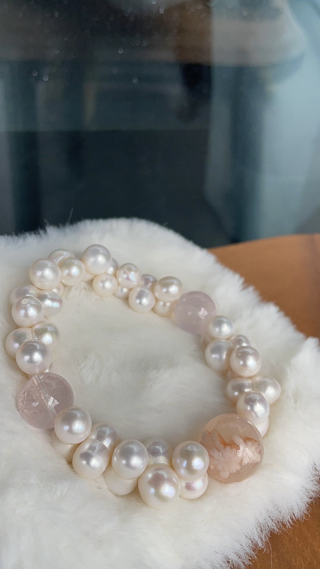 Barockperlen-Armband mit Rosenquarz-Perlen