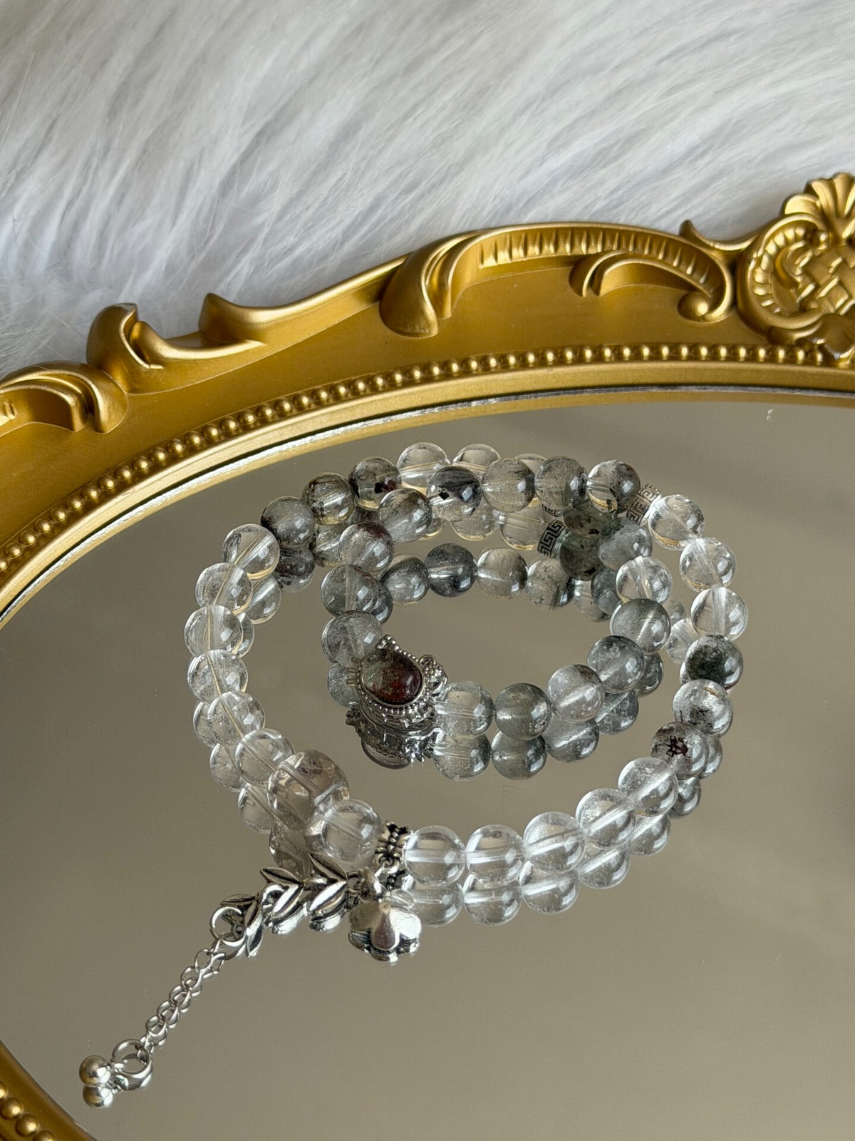 Green Phantom Quartz Double Loop Crystal Bracelet