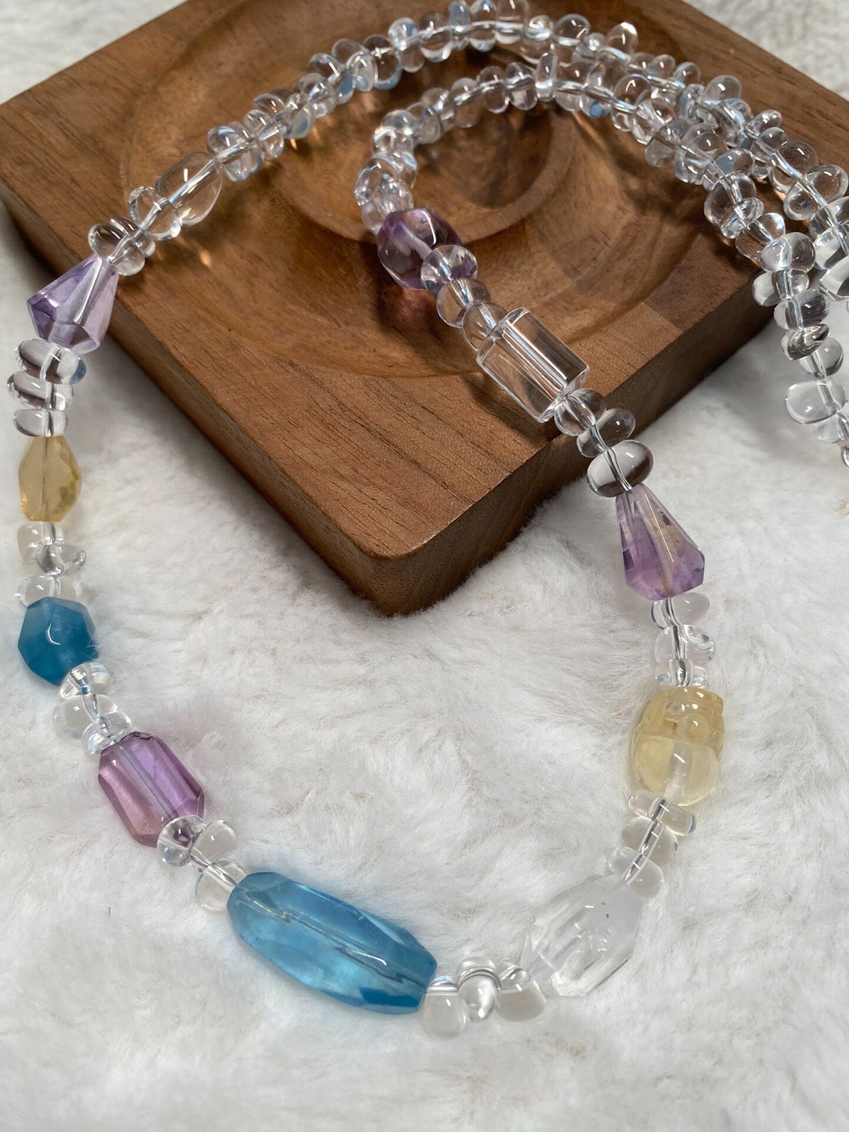 Mixed Gemstone Beaded Necklace Natural Crystals