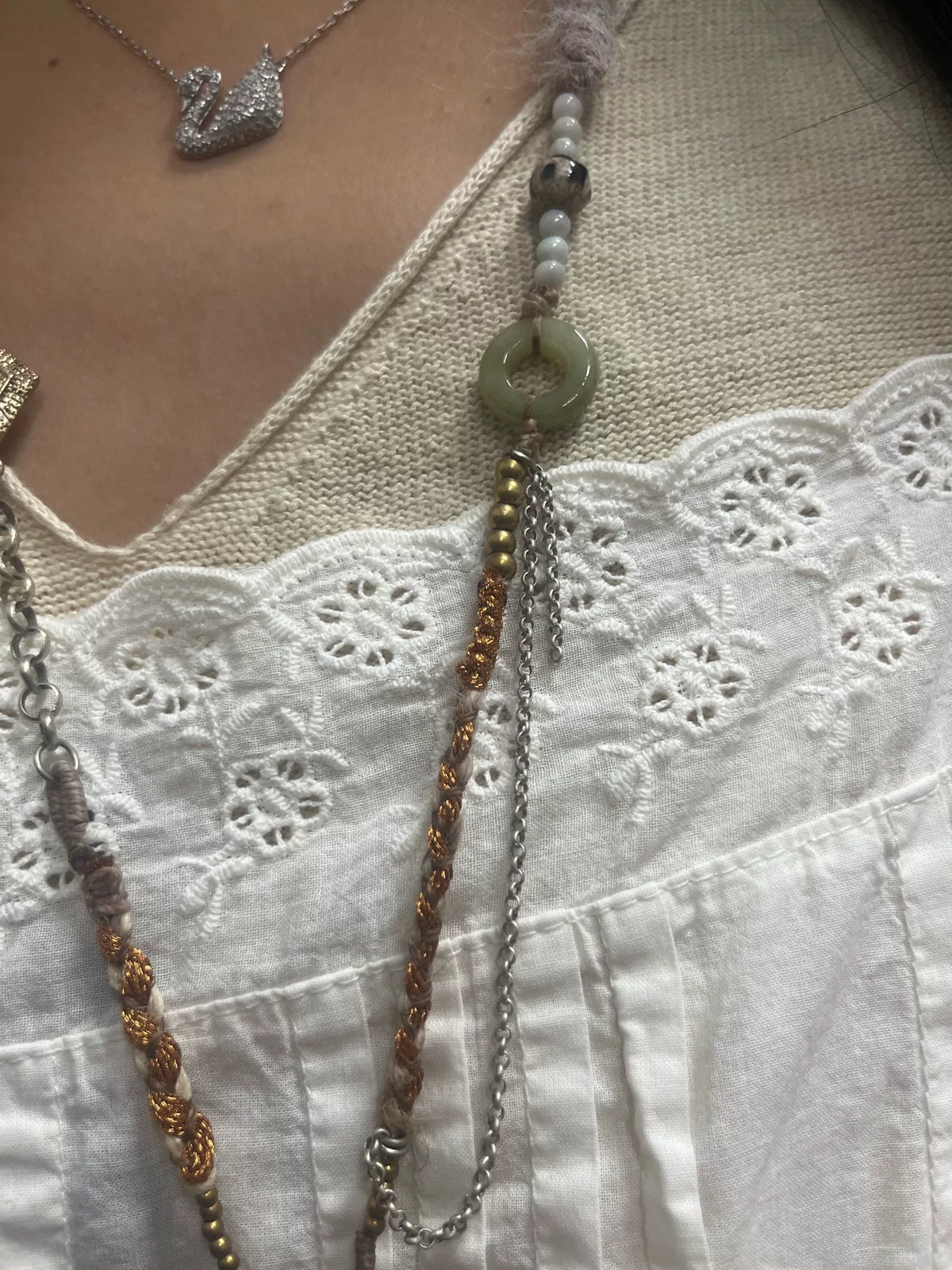Collier Cordon Tressé Fait Main avec Quartz de l'Himalaya