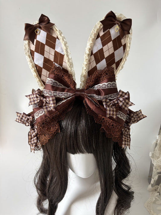 Chocolate Brown Rabbit Ear Bow Lolita Headband