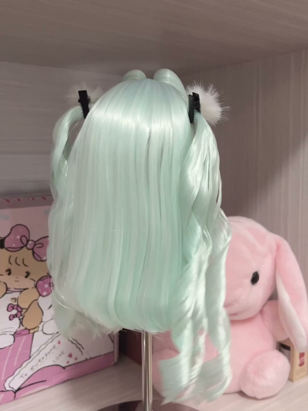 Mint Green Spiral Curl Doll Wig