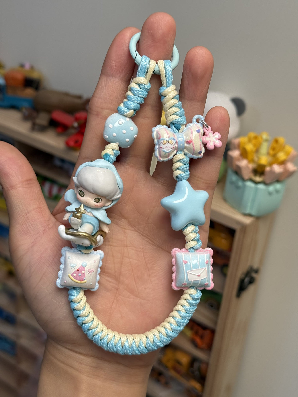 Dimoo Pastel Blue Braided Cord Phone Strap